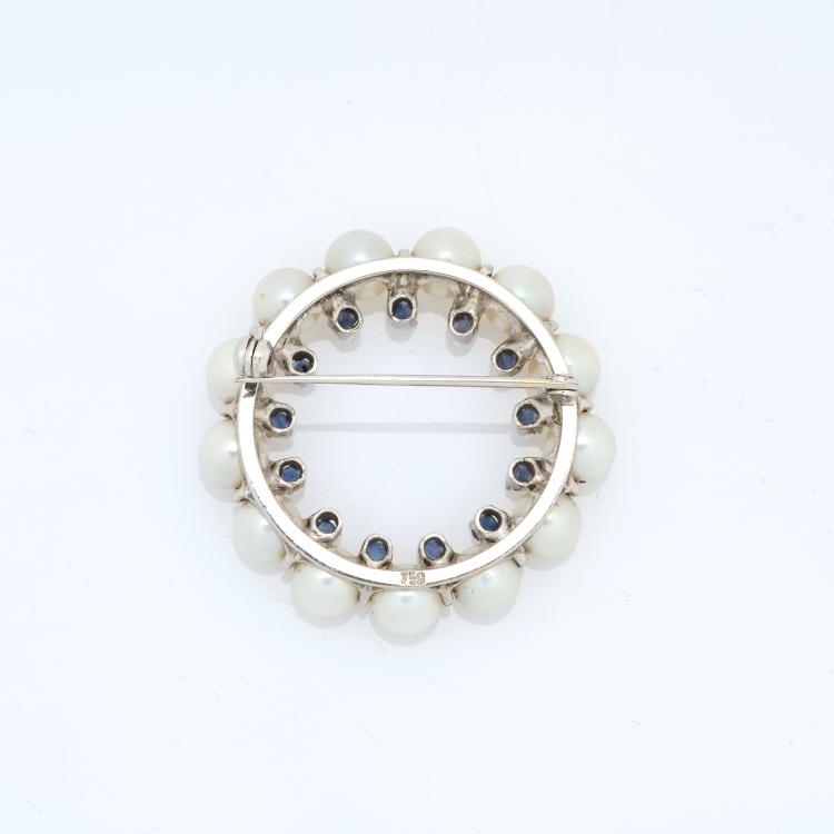 Bild 1 zu Objekt, Brosche mit Perlen und Saphiren, 180C 756