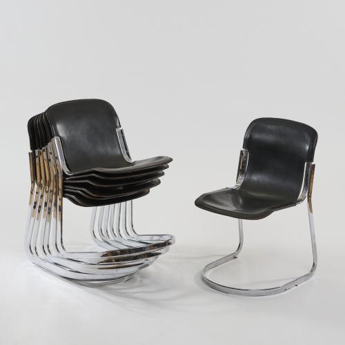 Eight stacking chairs, 1970