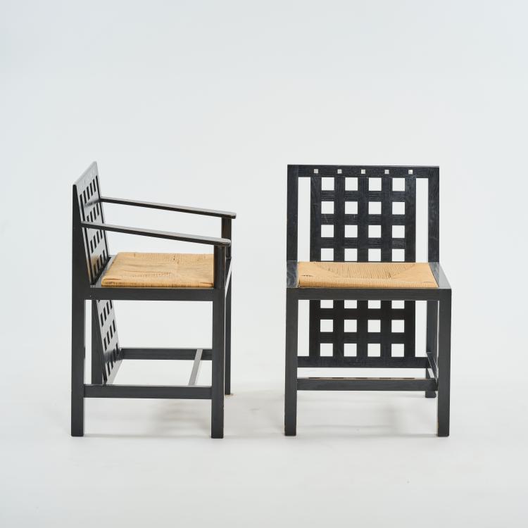 Bild 2 zu Objekt, Vier St&uuml;hle und zwei Armlehnst&uuml;hle 'Candida Cottage Chair', 1918 (Entwurf), Charles Rennie Mackintosh, Cassina, Mailand / Milan, 183A 126