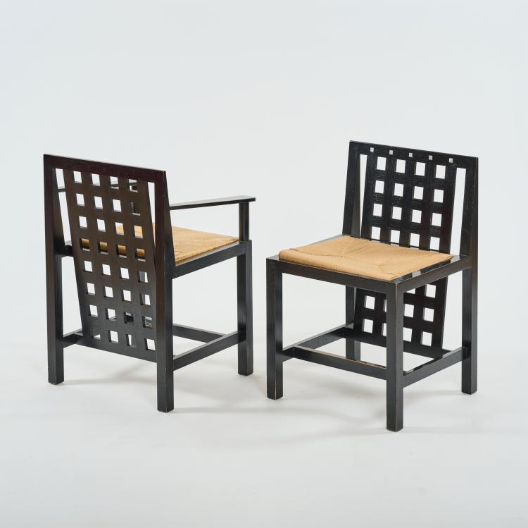 Bild 3 zu Objekt, Vier St&uuml;hle und zwei Armlehnst&uuml;hle 'Candida Cottage Chair', 1918 (Entwurf), Charles Rennie Mackintosh, Cassina, Mailand / Milan, 183A 126