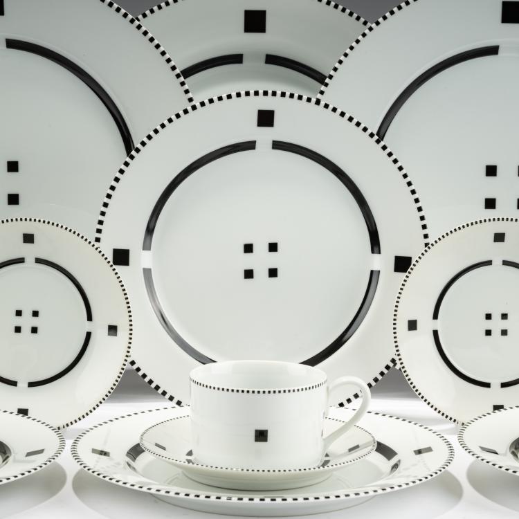 Bild 1 zu Objekt, 23-teiliges Geschirrservice 'Tuxedo', 1984 (Entwurf), Robert Siegel,Charles Gwathmey, Swid Powell, New York, 183A 89