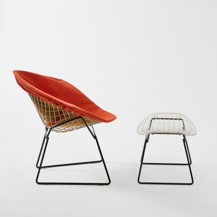 Bild 1 zu Objekt, Sessel 'Diamond' - '422' und ein Fu&szlig;hocker, 1952 (Entwurf), Harry Bertoia, Knoll International, New York, 181A 284