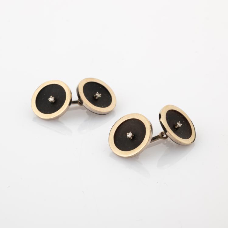 Hauptbild zu Objekt, Paar Manschettenkn&ouml;pfe mit Onyx, 180C 770