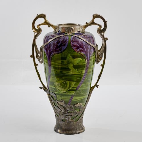 Important handle vase with underwater decoration, c. 1899