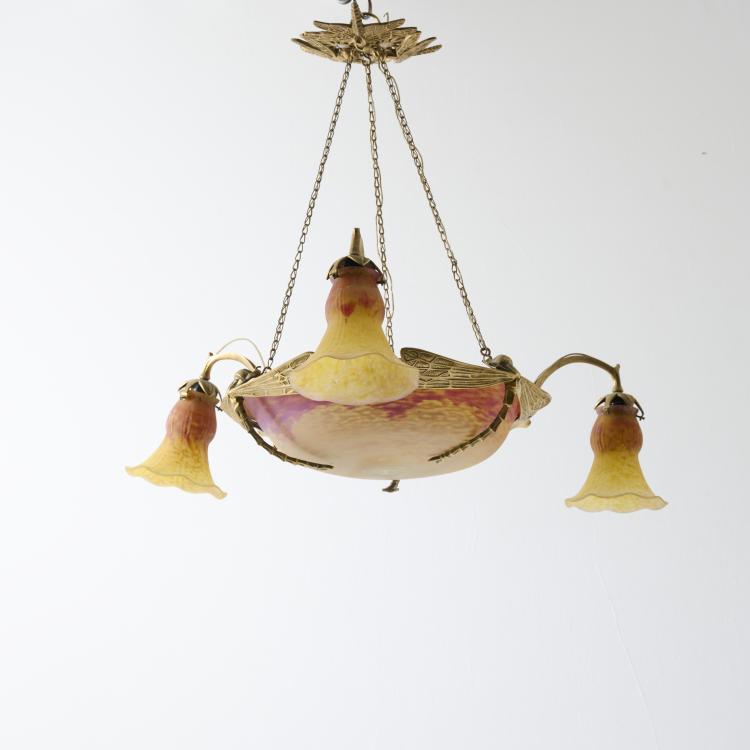 Bild 2 zu Objekt, Ceiling light with dragonflies, c. 1910, Daum Fr&egrave;res, Nancy, 182A 60