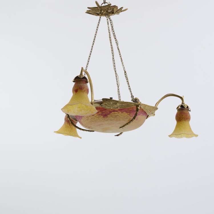 Bild 3 zu Objekt, Ceiling light with dragonflies, c. 1910, Daum Fr&egrave;res, Nancy, 182A 60