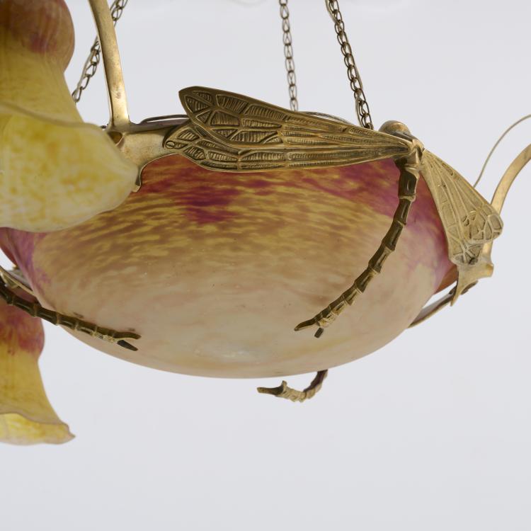 Bild 6 zu Objekt, Ceiling light with dragonflies, c. 1910, Daum Fr&egrave;res, Nancy, 182A 60