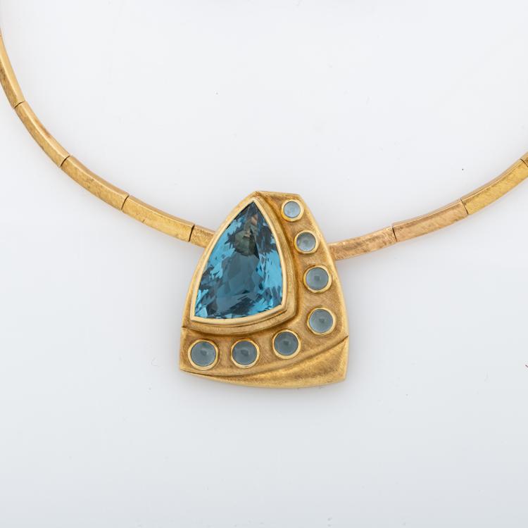 Bild 1 zu Objekt, Necklace and ear clips with blue topazes, 1970s, Haroldo Burle Marx, 180C 589