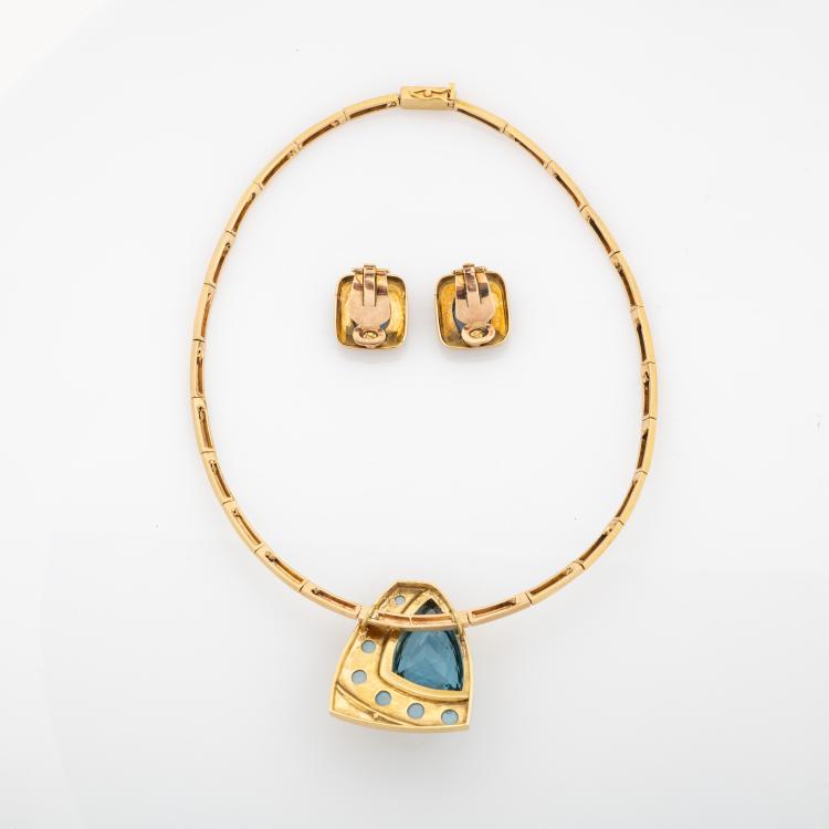 Bild 3 zu Objekt, Necklace and ear clips with blue topazes, 1970s, Haroldo Burle Marx, 180C 589