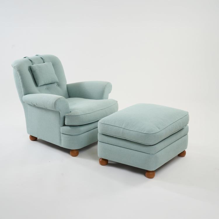 Bild 1 zu Objekt, Armlehnsessel '336' mit Ottoman, um 1933 (Entwurf), Josef Frank, Svenskt Tenn, Stockholm, 181A 197