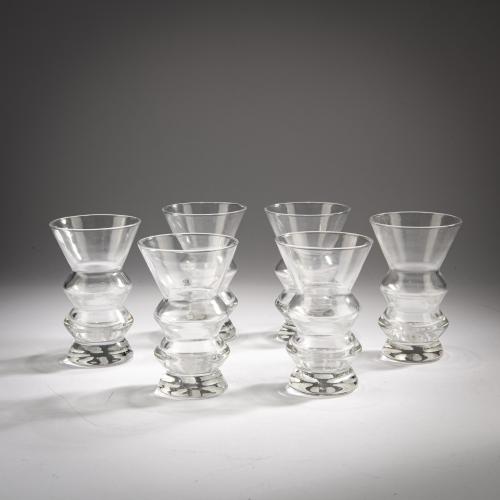 Six water glasses, c. 1985