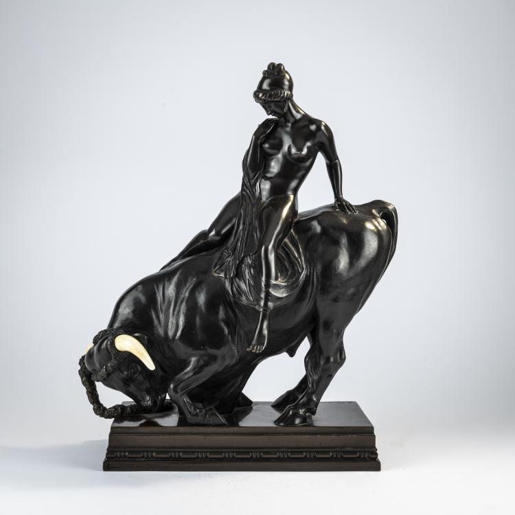 Hauptbild zu Objekt, Chryselephantine figure 'Europe on the bull', c. 1908, Albert Hinrich Hussmann, 182A 272