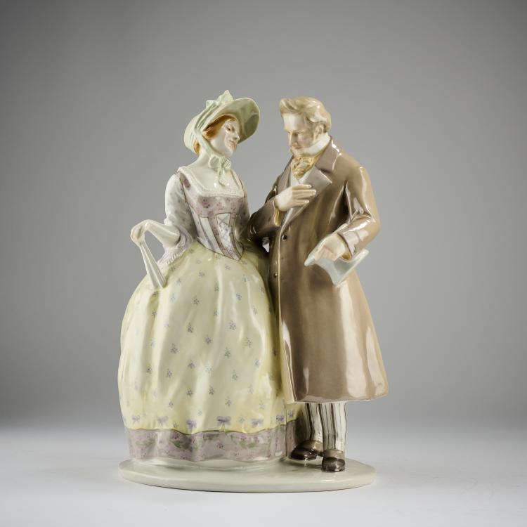 Hauptbild zu Objekt, 'Man and Woman from the Biedermeier period', 1908, Hermann Hubatsch, Berlin, KPM, 182A 392