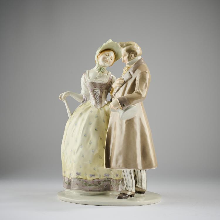 Bild 1 zu Objekt, 'Man and Woman from the Biedermeier period', 1908, Hermann Hubatsch, Berlin, KPM, 182A 392