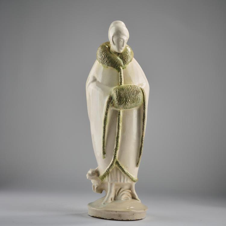 Hauptbild zu Objekt, Lady in a winter costume with a dog, c. 1925, Deutschland / Germany, 182A 404