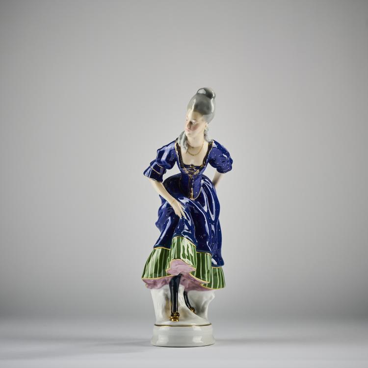 Hauptbild zu Objekt, 'Rokokodame', 1919-26, Ludwig Augm&uuml;ller, Fraureuth, Porzellanfabrik, 182A 406