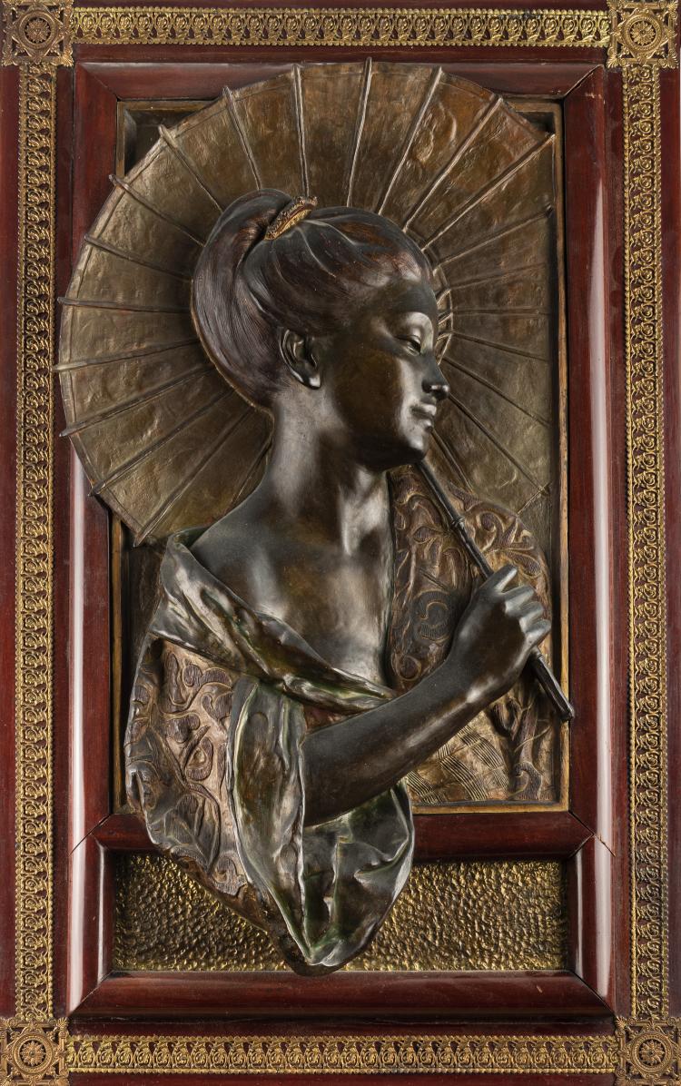 Hauptbild zu Objekt, Relief 'Dame mit Sonnenschirm', um 1900, Frankreich / France, 182A 421