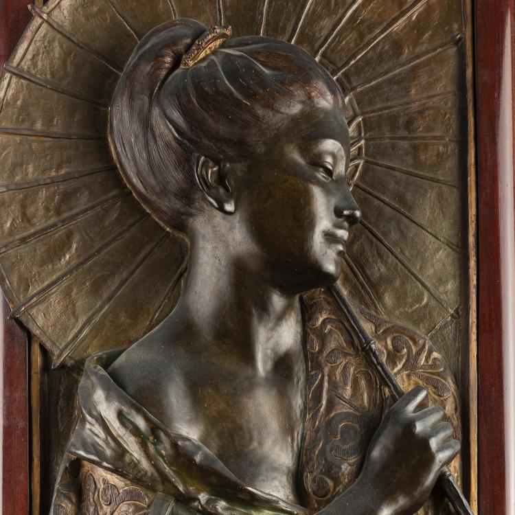 Bild 1 zu Objekt, Relief 'Dame mit Sonnenschirm', um 1900, Frankreich / France, 182A 421