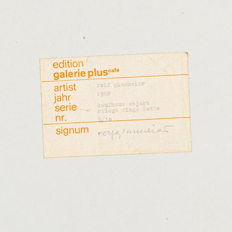 Bild 1 zu Objekt, 'Kaufhaus Objekt riloga ringe', 1968, Rolf Glasmeier, galerie plus cafe (ed.), 181C 777