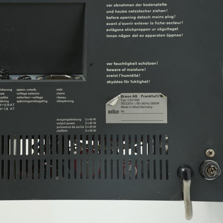 Bild 9 zu Objekt, Record player 'PS 1000', radio 'CE 500' and amplifier 'CSV 500', 1965-67, Dieter Rams, Braun AG, Kronberg, 181A 145