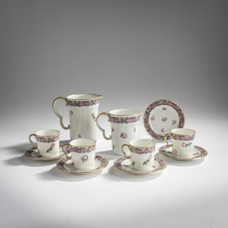 Hauptbild zu Objekt, Vier Mokkatassen und zwei K&auml;nnchen, um 1912, Adelbert Niemeyer, Haviland, Johann, Waldershof, 182A 426