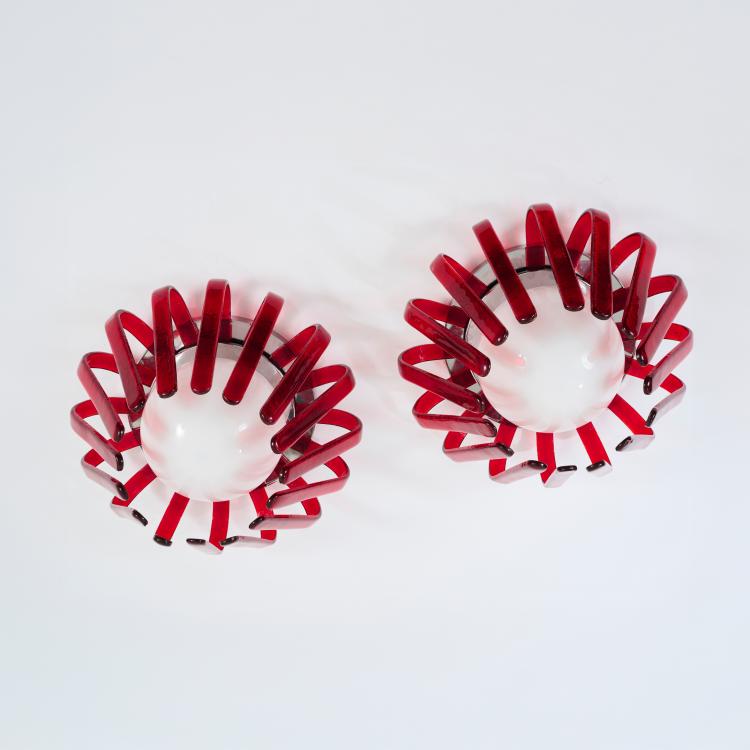 Hauptbild zu Objekt, Two ceiling lights 'Octopus', 1980s, Carlo Nason (attributed), A.V. Mazzega, Murano, 181A 475