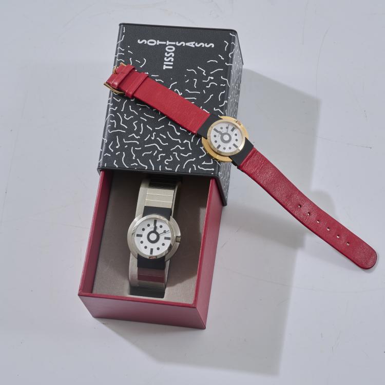 Hauptbild zu Objekt, Two wristwatches, 1980 (design), Ettore Sottsass, Tissot S. A., Le Locie, 181A 57