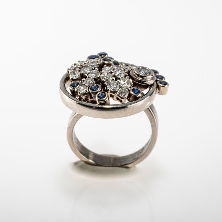Bild 1 zu Objekt, Floral cocktail ring with diamonds and sapphires, 182D 1103