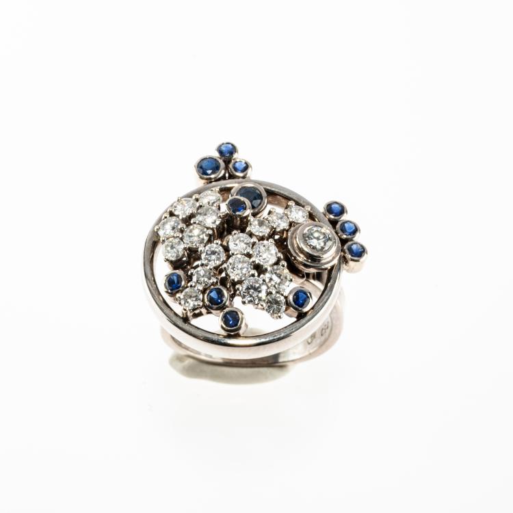 Bild 2 zu Objekt, Floral cocktail ring with diamonds and sapphires, 182D 1103