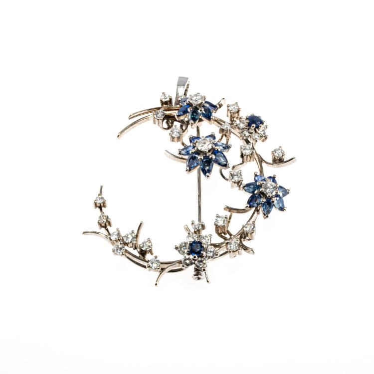 Hauptbild zu Objekt, Floral brooch/pendant with sapphires and diamonds, 182D 1104