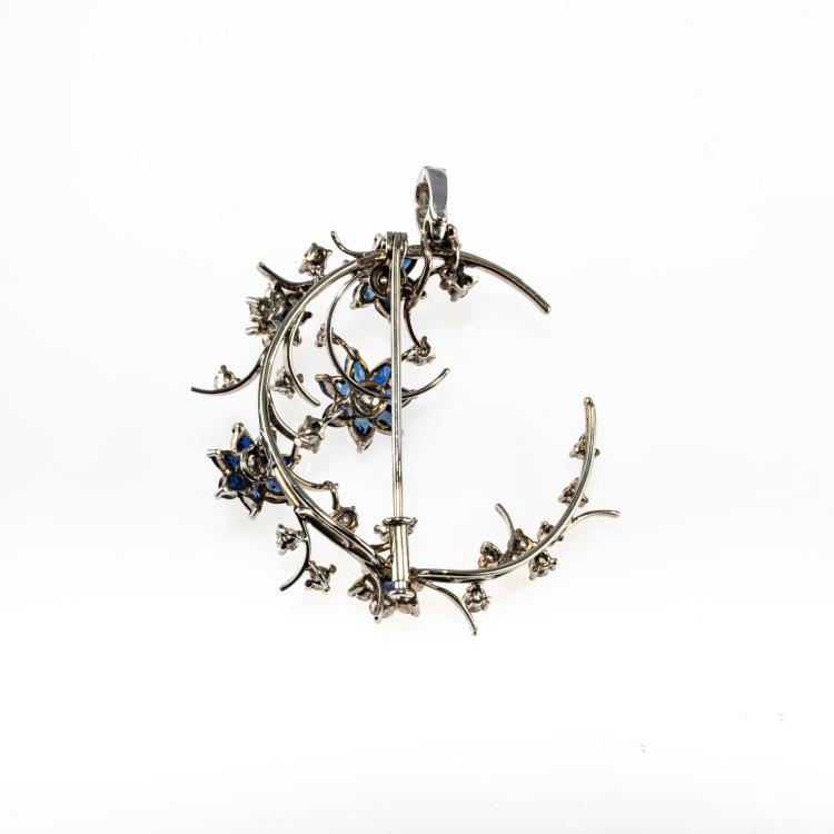 Bild 1 zu Objekt, Floral brooch/pendant with sapphires and diamonds, 182D 1104
