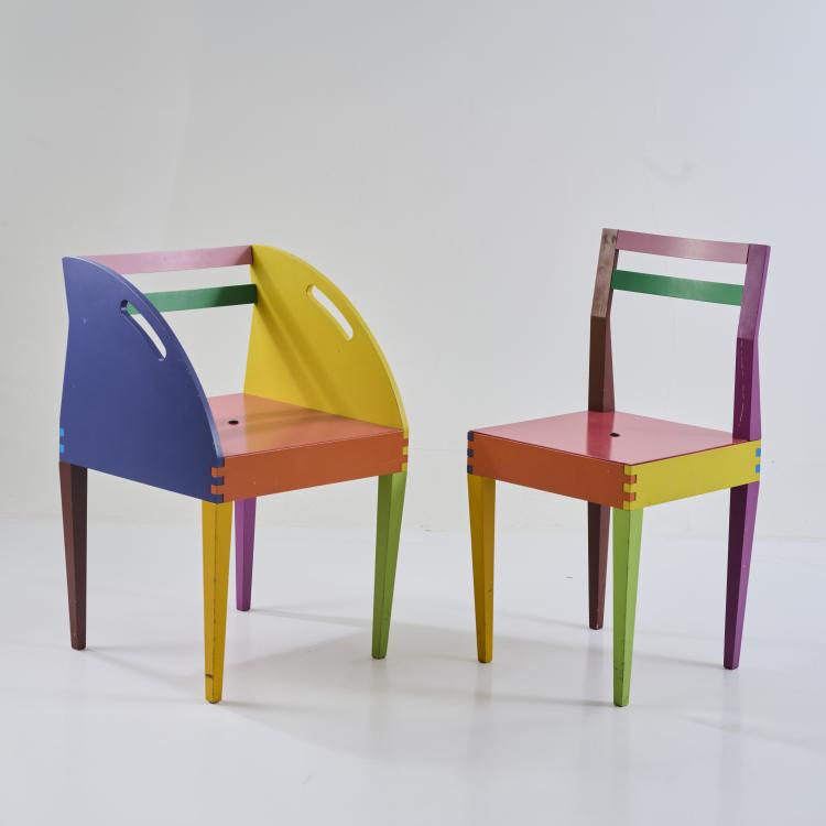 Hauptbild zu Objekt, Stuhl 'DRY Side Chair' und Armlehnstuhl 'DRY', 1987 (Entwurf), Massimo Morozzi, Georgetti Matrix, Meda, 181A 476