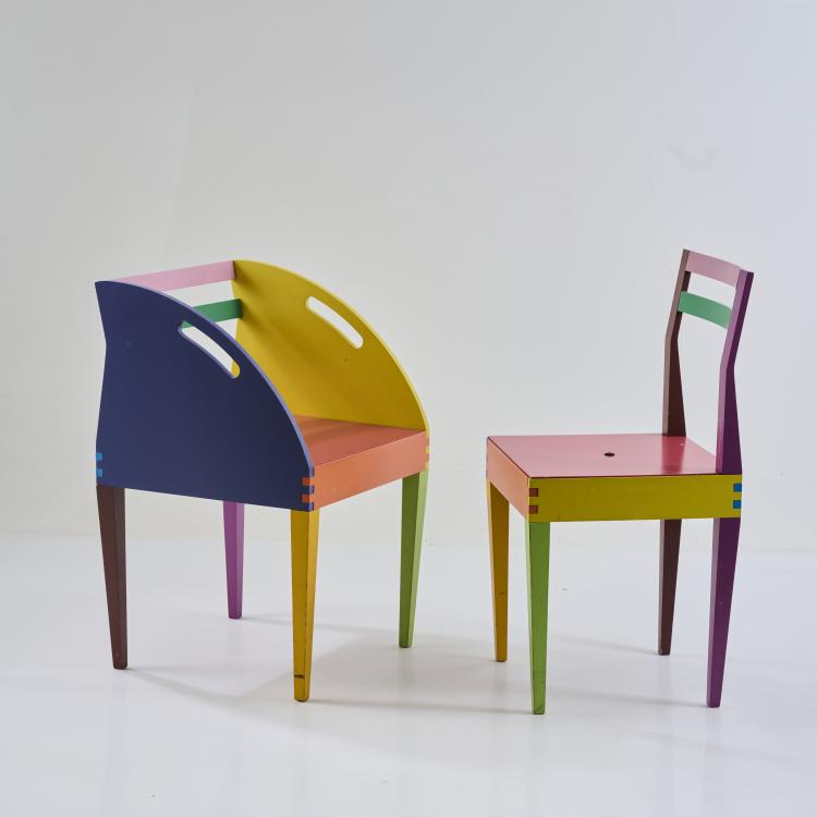 Bild 1 zu Objekt, Stuhl 'DRY Side Chair' und Armlehnstuhl 'DRY', 1987 (Entwurf), Massimo Morozzi, Georgetti Matrix, Meda, 181A 476
