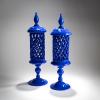 Two 'Diatreta' lidded jars in 'Blu pasta vitrea', c. 1930