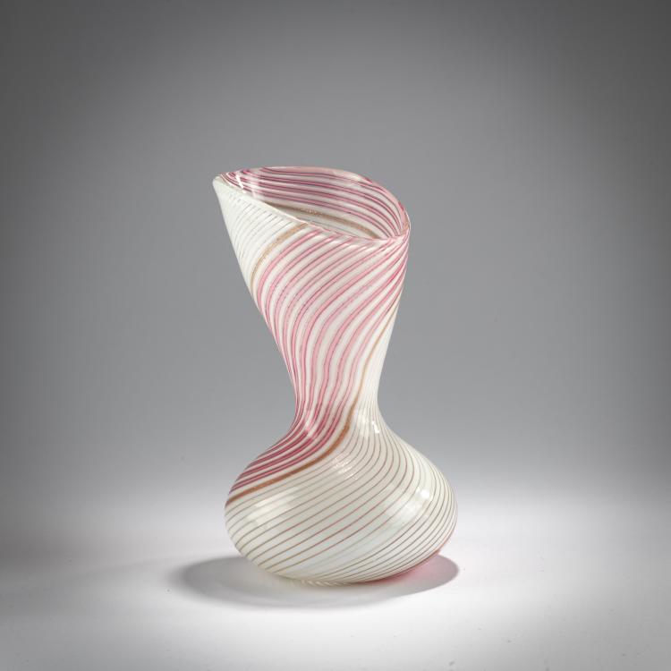 Bild 1 zu Objekt, Vase 'Filigrana semplice a fascia bianca rosa', 1953, Dino Martens, Toso, Aureliano, Murano, 181B 668