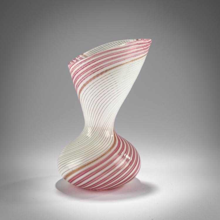 Bild 2 zu Objekt, Vase 'Filigrana semplice a fascia bianca rosa', 1953, Dino Martens, Toso, Aureliano, Murano, 181B 668