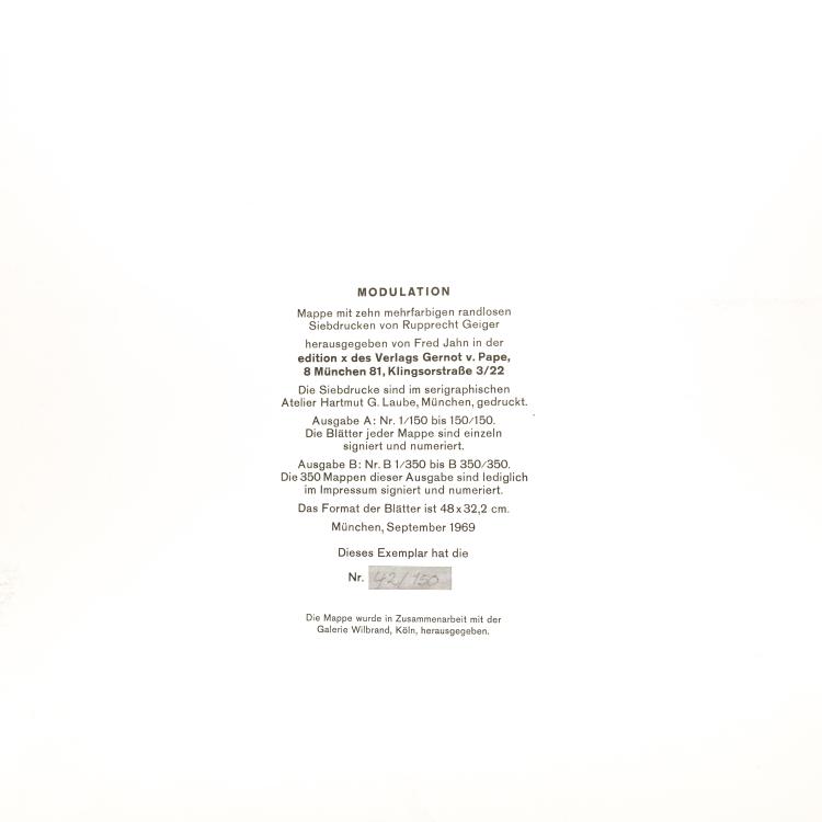 Bild 18 zu Objekt, Portfolio 'Modulation', 1969, Rupprecht Geiger, Fred Jahn / edition x (Publ.), 181C 781