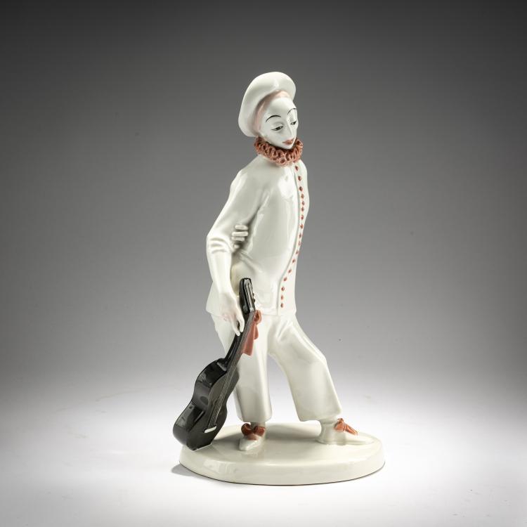 Hauptbild zu Objekt, Pierrot mit Gitarre, 1910, Josef Wackerle, KPM, Berlin, 182A 407