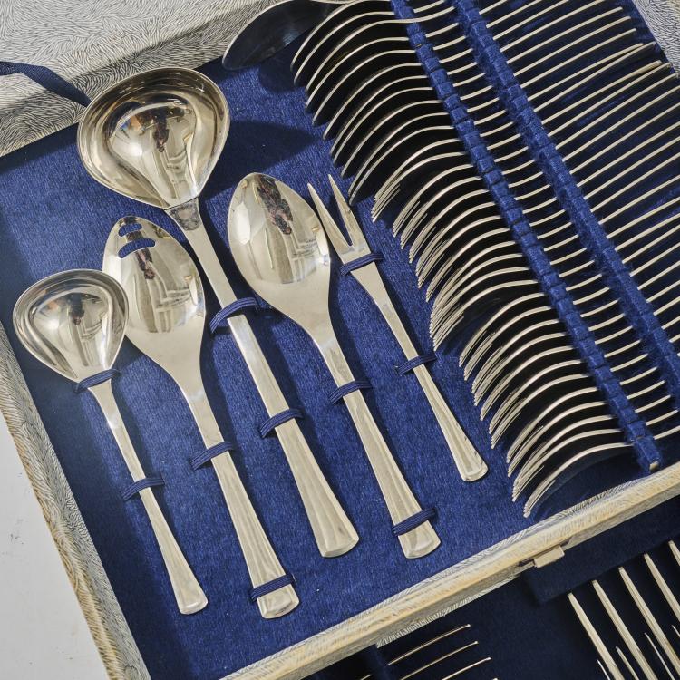 Bild 1 zu Objekt, 89-piece flatware 'Elypsis', 1970s, AMC, Bingen; Alfa Metalcraft Corp., Bingen, 182C 770