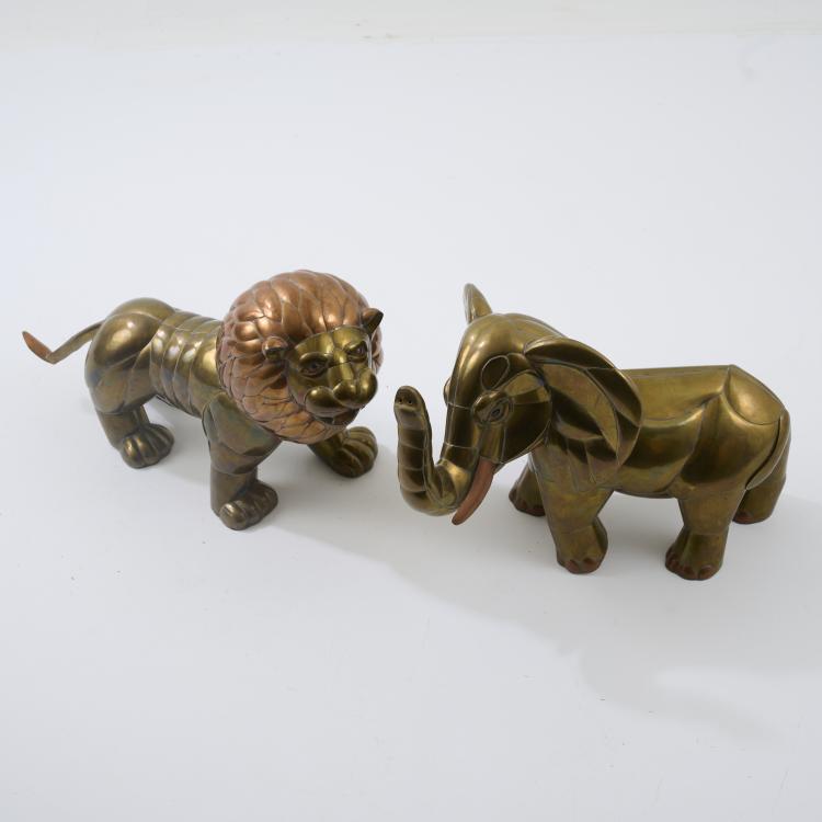 Hauptbild zu Objekt, Elephant and Lion, 1970s, Sergio Bustamente, Mexiko / Mexico, 181A 102