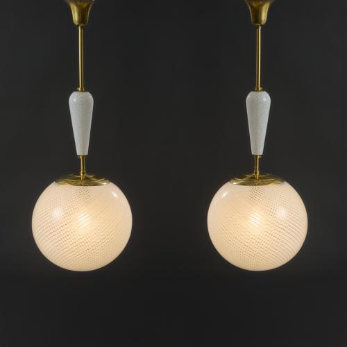 Two 'Reticello' ceiling lights, c. 1940