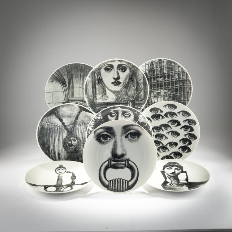 Bild 1 zu Objekt, Nine plates from the 'Tema e Variazioni' series, 1950s - 2000s, Piero Fornasetti, Fornasetti, Mailand / Milan, 181A 337