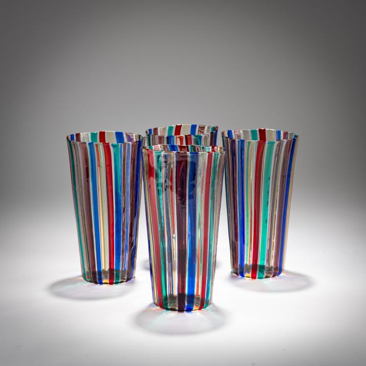 Bild 1 zu Objekt, Four drinking glasses 'a canne', 1946/47, Gio Ponti, Venini, Murano, 181B 594