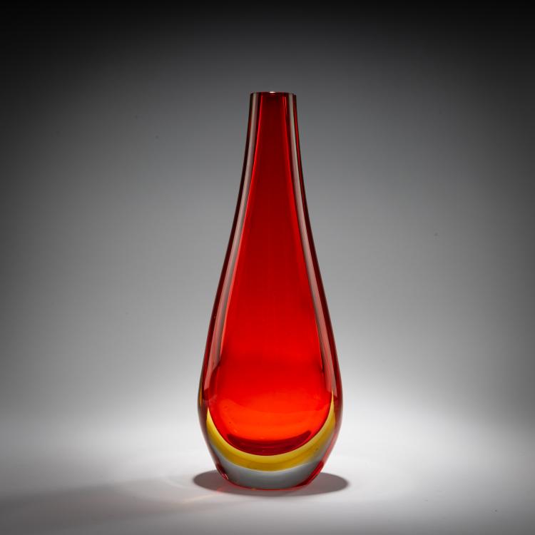 Hauptbild zu Objekt, Vase 'Sommerso rosso cinese giallo', 1958, Flavio Poli, Seguso s.r.l., Murano, 181B 653