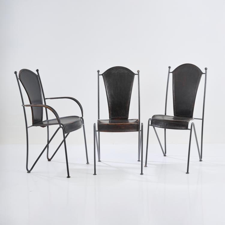 Hauptbild zu Objekt, Two chairs and one armchair, 1950s/60s, Jacques Adnet (after), Frankreich / France, 181A 317