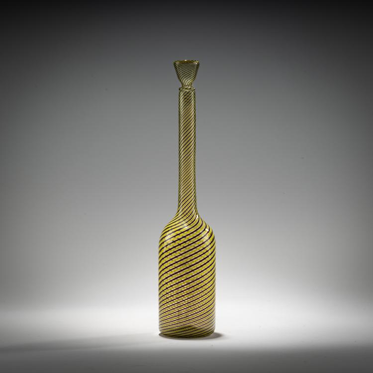 Hauptbild zu Objekt, Bottle with stopper 'Mezza filigrana', 1949/50, Gio Ponti, Venini, Murano, 181B 598