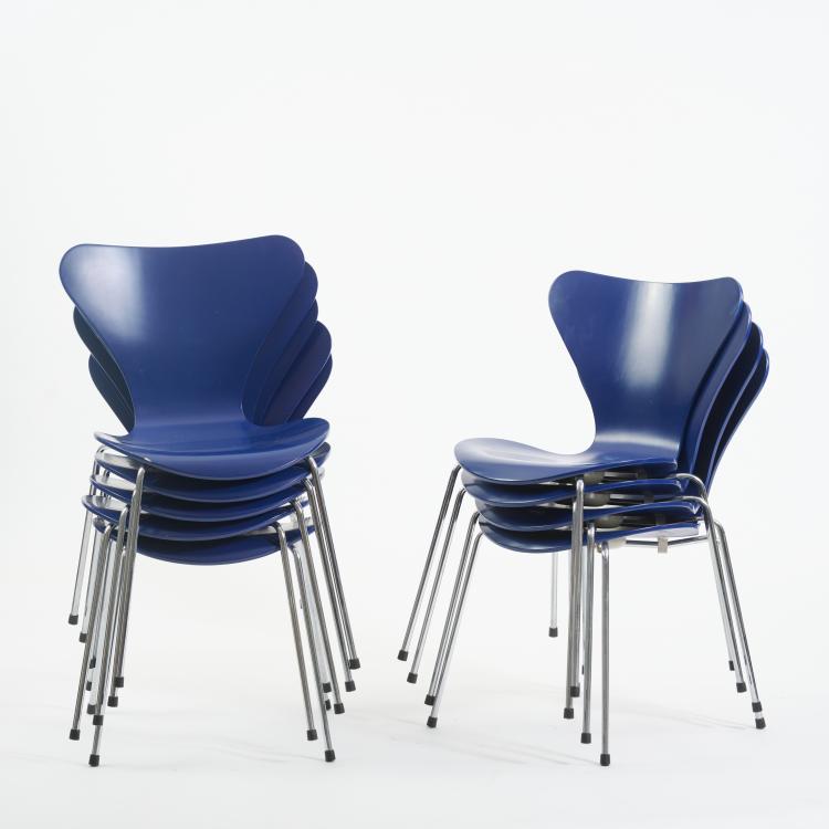 Hauptbild zu Objekt, Nine chairs '3107', 1955 (design), Arne Jacobsen, Fritz Hansen, Aller&oslash;d, 182B 545