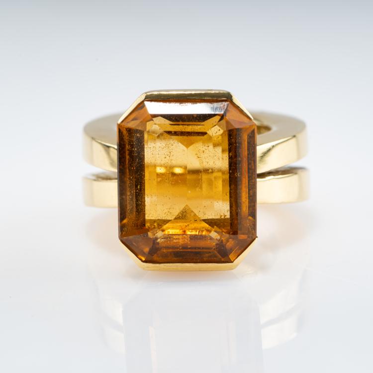 Hauptbild zu Objekt, Cocktail ring with gold-colored citrine, 182D 1122
