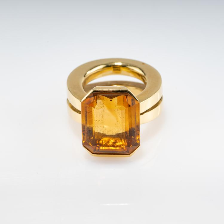 Bild 1 zu Objekt, Cocktail ring with gold-colored citrine, 182D 1122