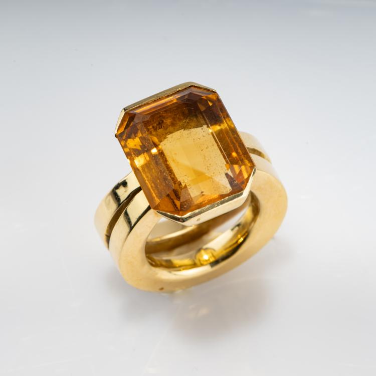 Bild 2 zu Objekt, Cocktail ring with gold-colored citrine, 182D 1122